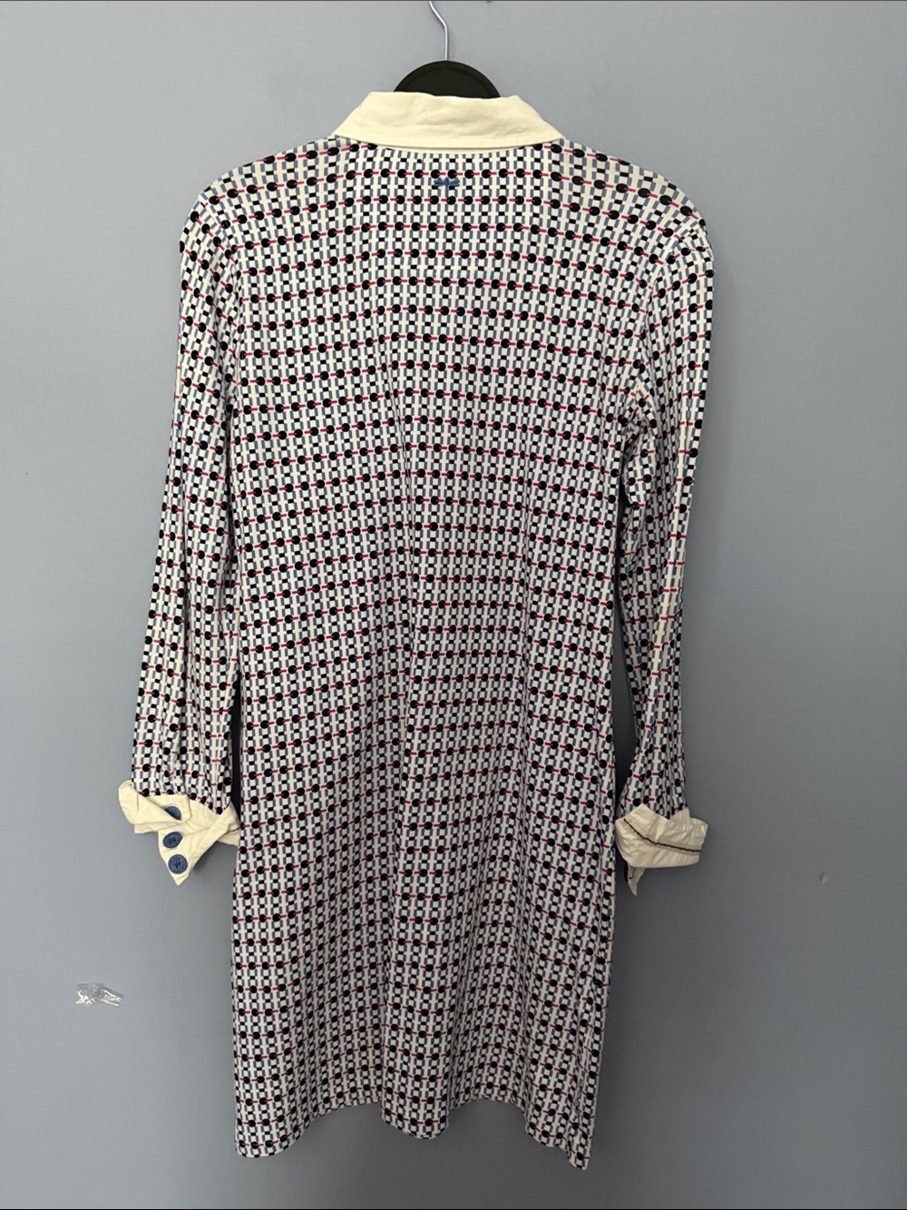 Tyler Boe Dixi Cup Polo Knit Dress Blue Geometric M - Picture 11 of 14